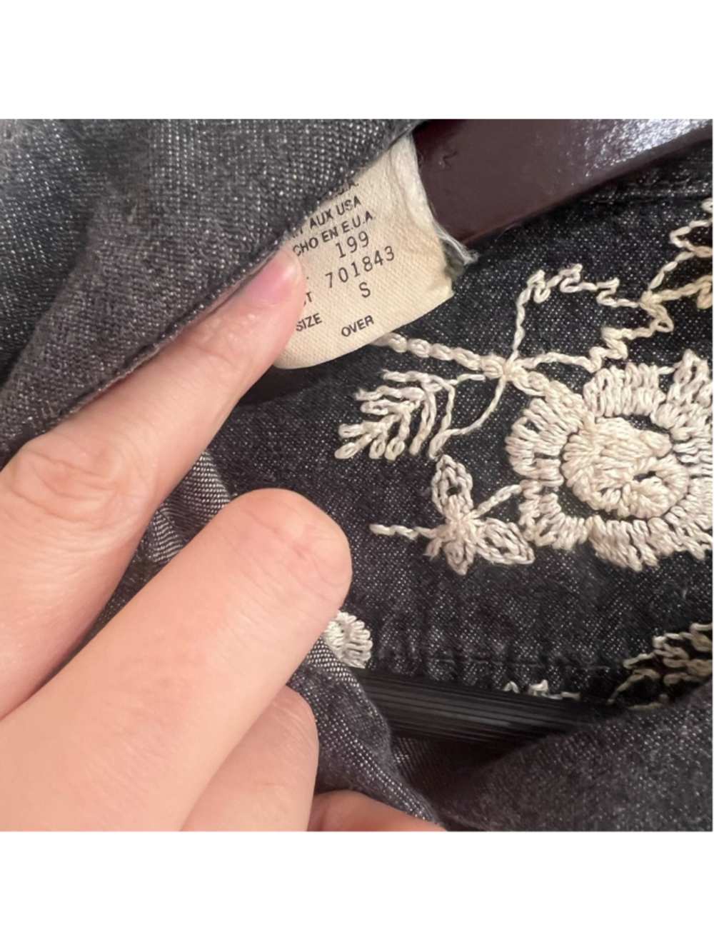 Vintage Cache Floral Embroidered Denim Shirt Jacket S Boho Western Studded USA - Picture 5 of 7